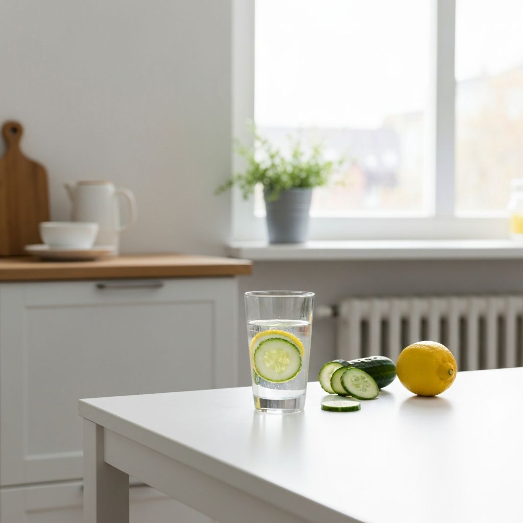 Glass of water with fresh produce