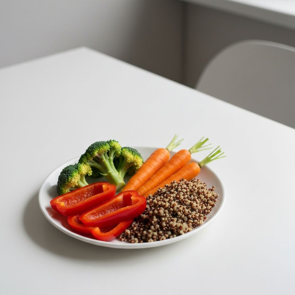 Nutritious meal with vegetables and grains